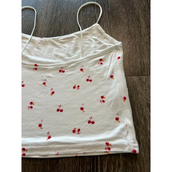 🍒 NWOT Pacsun Basics White Cherry Print Crop Cami Tank Top Size Small Y2K Cute - Picture 9 of 12